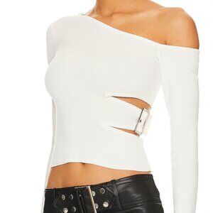 NWT Revolve Superdown Romina Long Sleeve Off the Shoulder Cut Out White Top XS